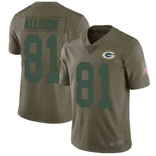 Green Bay Packers Limited Olive Men #81 Allison Geronimo Jersey Nike NFL 2017 Salute to Service